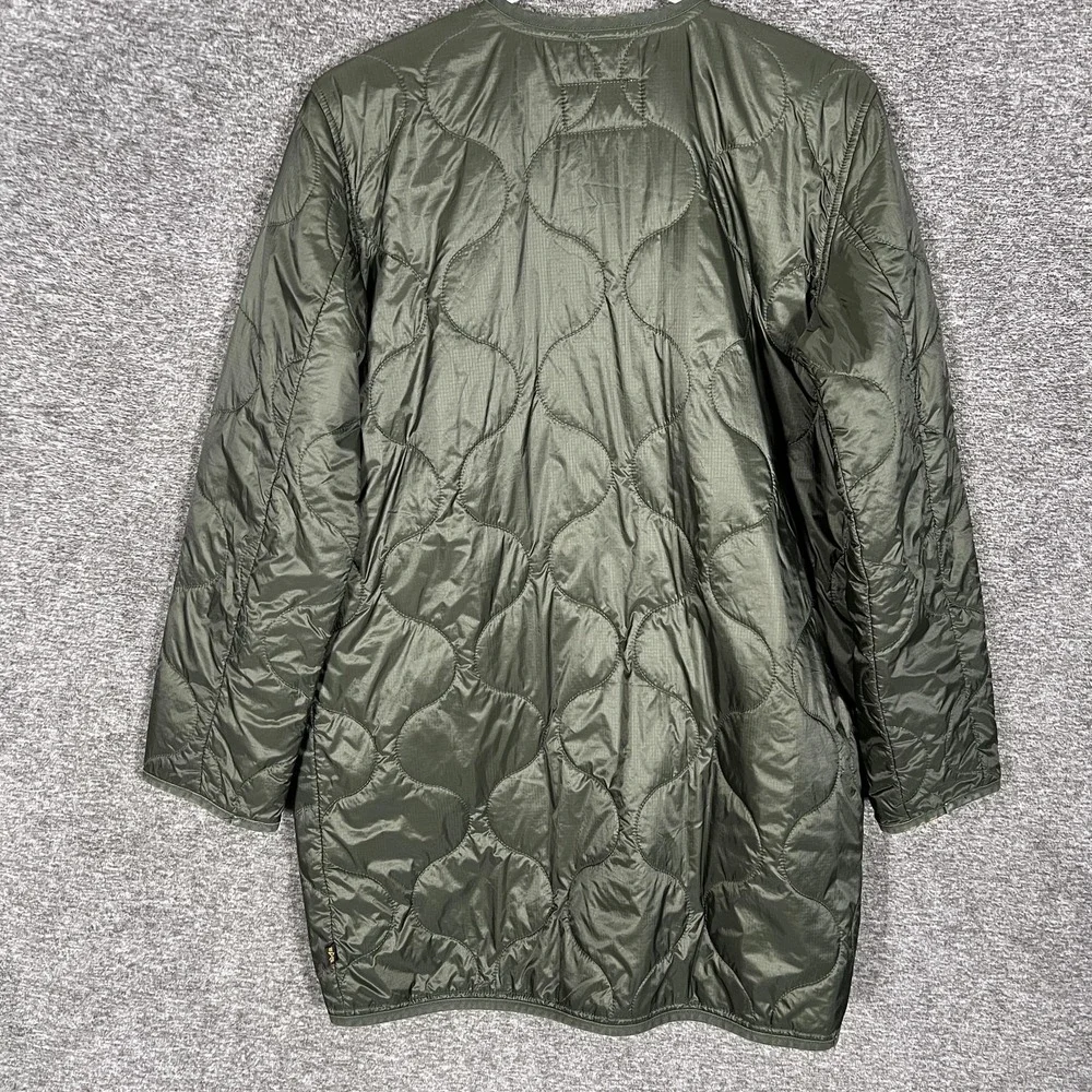 Alpha Industries Jacket Women Small Green Quilted Liner Long Coat Nylon Military - Picture 8 of 11